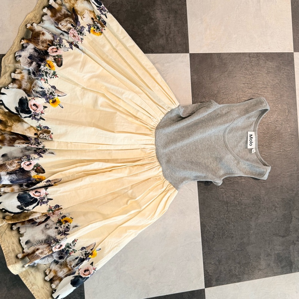 Molo Gray and Cream Dress with Animal Design